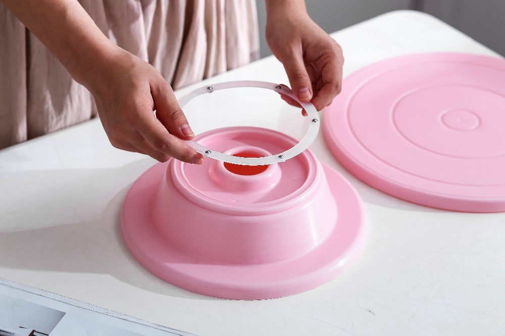 10 inch PP Rotating Cake Turntable Anti-Slip Revolving Cake Making Stand Platform Cake Decorating Workbench (Sky-blue), Size: 28*23cm
